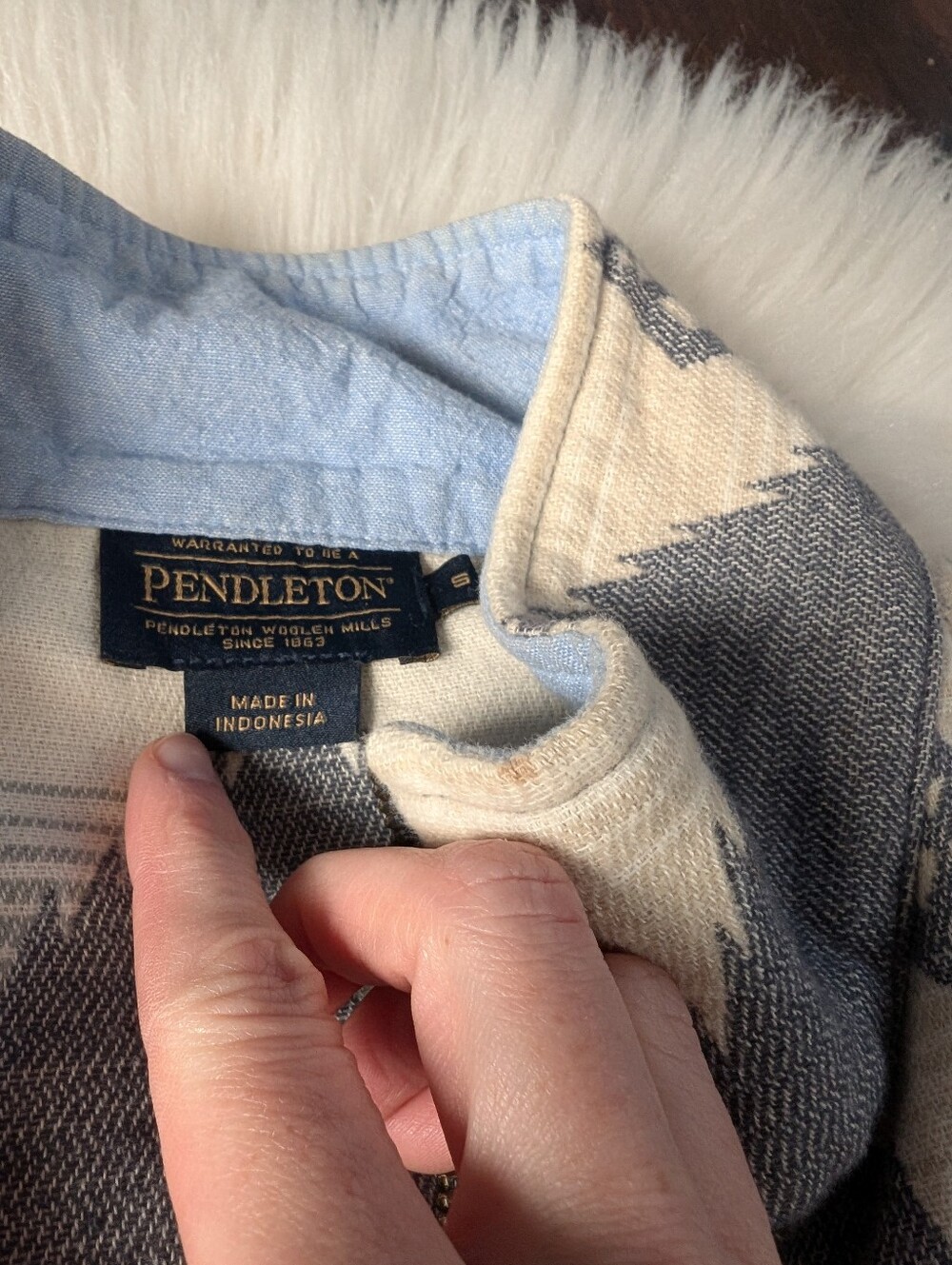 Pendleton 100% Cotton Doublesoft HALF-ZIP PULLOVER Sweatshirt Grey Aztec S Small - Picture 5 of 7